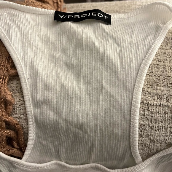 Y/Project White Invisible Strap Ribbed Tank Top - Picture 2 of 4